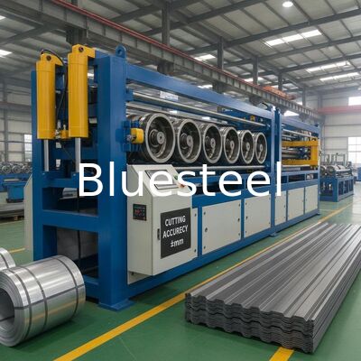 Stahl-Wellblech-Rollformmaschine mit 8 t Presskraft, Schnittgenauigkeit ±2 mm und individueller Länge für Metalldachpaneele