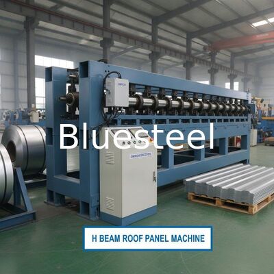H Beam Frame Roof Panel Roll Forming Machine with Omron Encoder and 45# Steel Shaft for Roof Sheet Forming